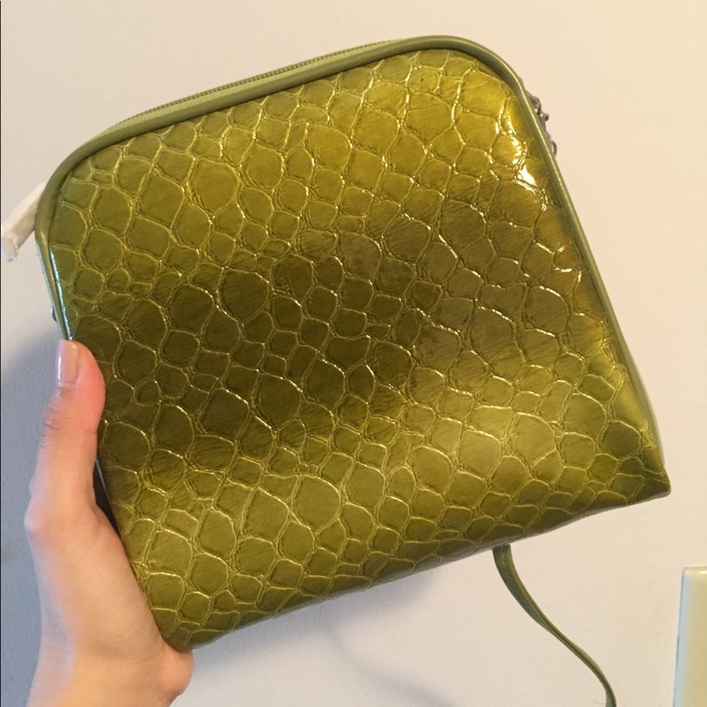 Lime green Reptilian inspired cross body bag